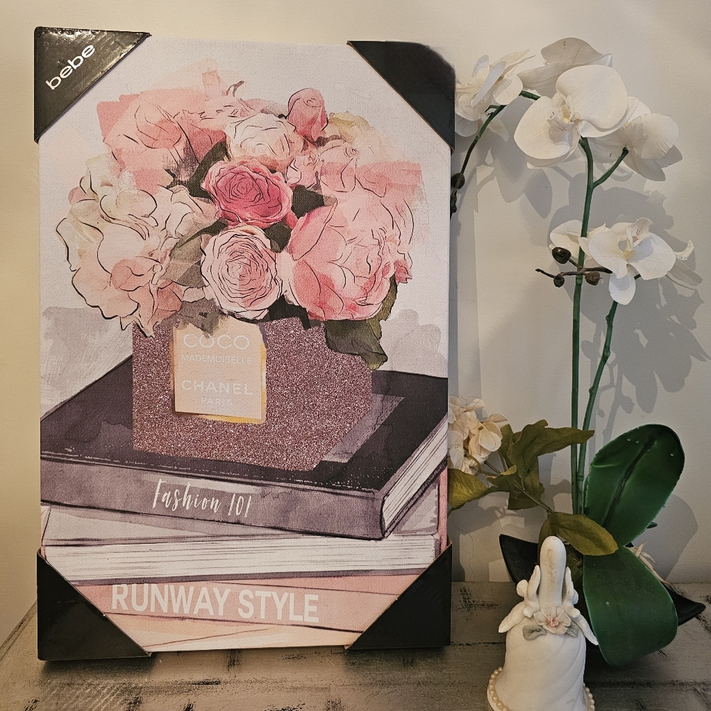 NIB Floral Perfume Canvas Wall Art 12" X 18"